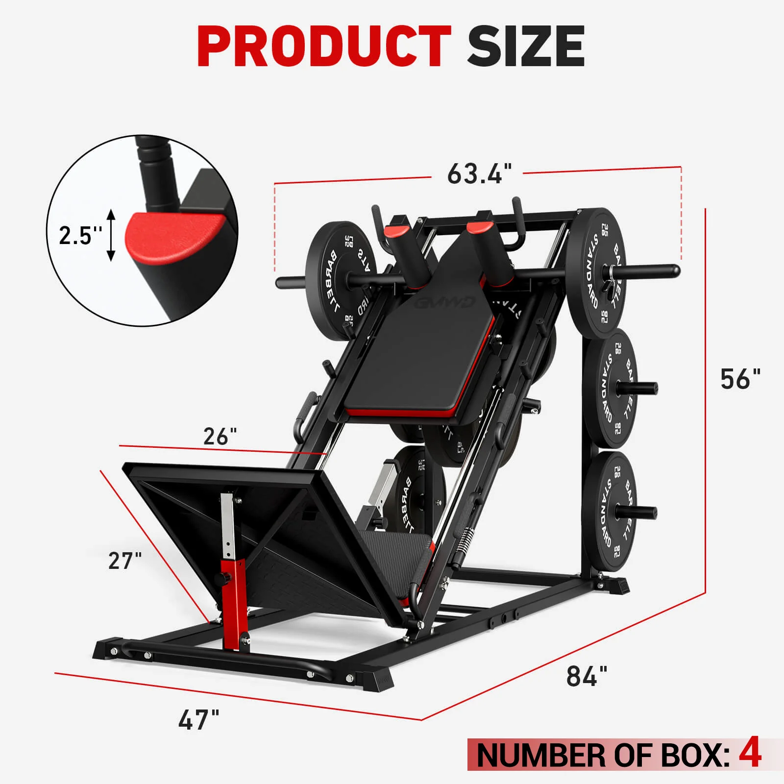 Arete™ 3-In-1 Leg Press Hack Squat Machine With Calf Block - Image 11