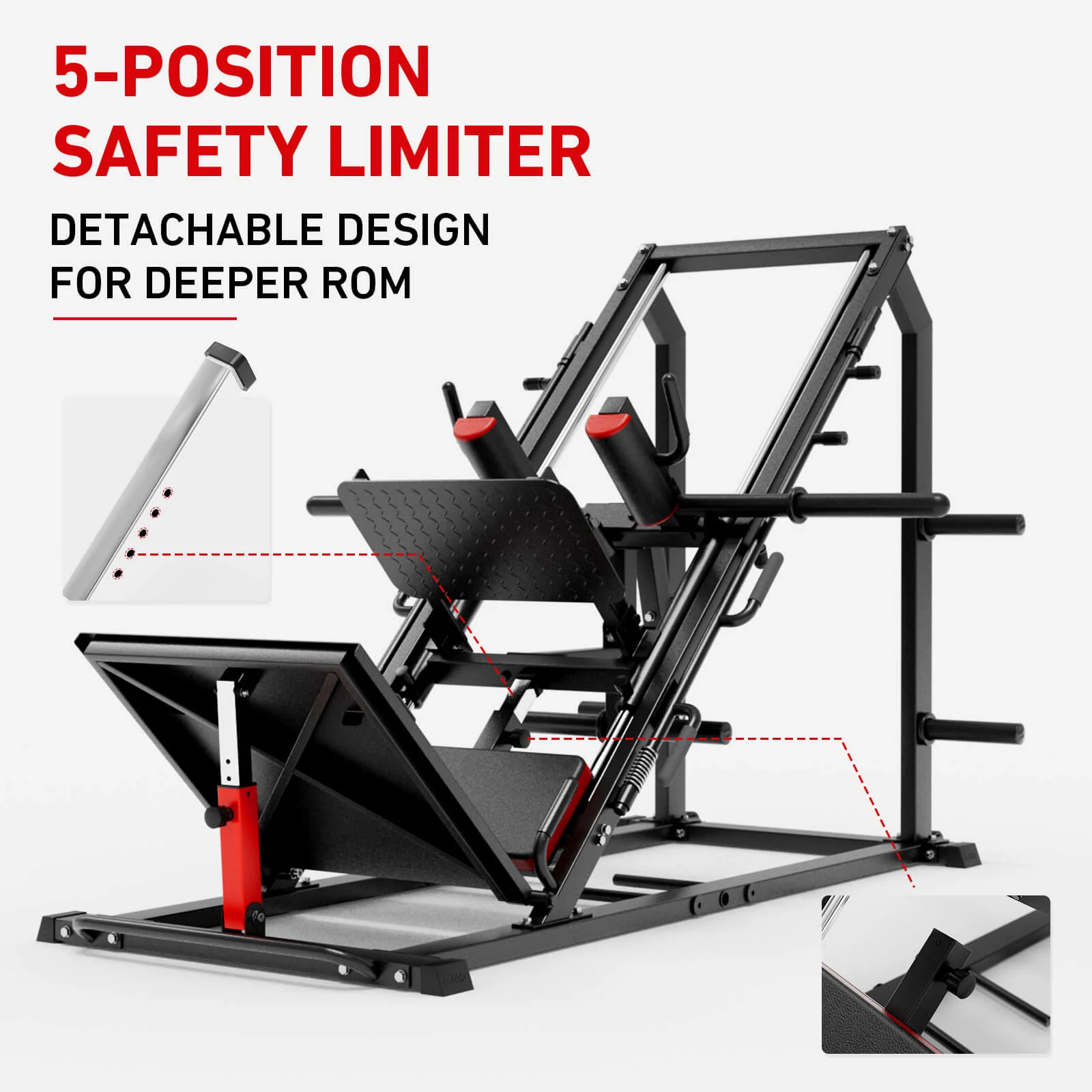 Arete™ 3-In-1 Leg Press Hack Squat Machine With Calf Block - Image 7